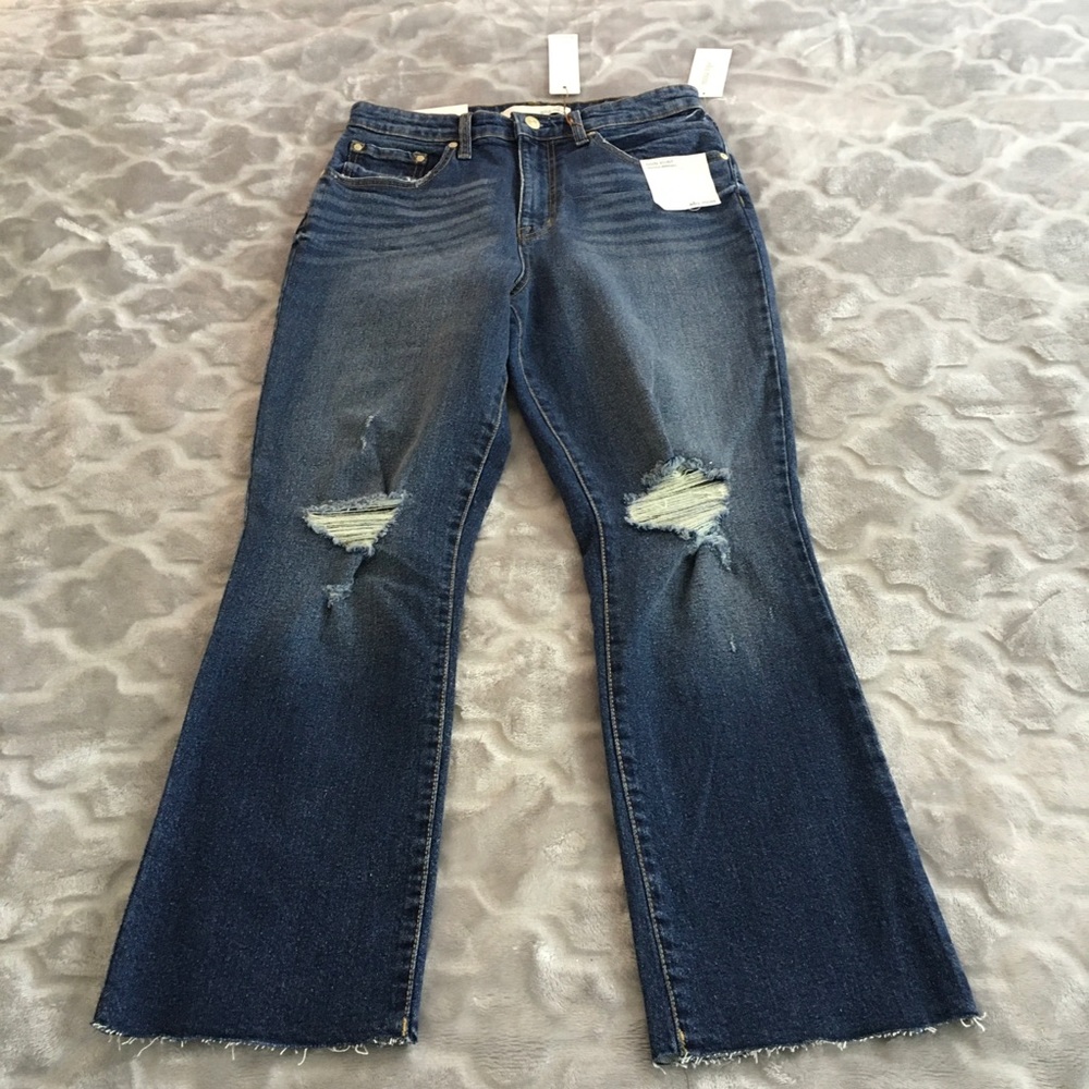 Ella Moss Jeans High Waist Crop Flare Distressed